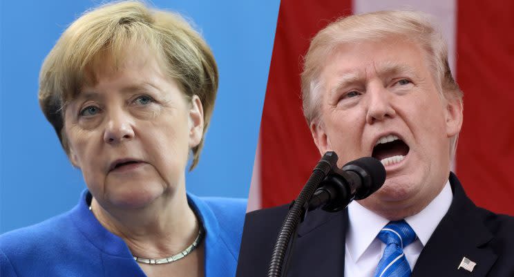 German Chancellor Angela Merkel and President Donald Trump. 