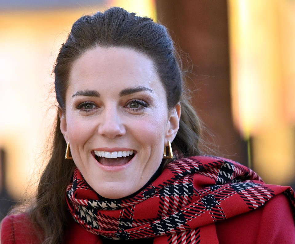 CARDIFF, UNITED KINGDOM - DECEMBER 08: (EMBARGOED FOR PUBLICATION IN UK NEWSPAPERS UNTIL 24 HOURS AFTER CREATE DATE AND TIME) Catherine, Duchess of Cambridge visits Cardiff Castle on December 8, 2020 in Cardiff, Wales. The Duke and Duchess of Cambridge are undertaking a short tour of the UK, using the Royal train, ahead of the Christmas holidays to pay tribute to the inspiring work of individuals, organisations and initiatives across the country that have gone above and beyond to support their local communities during the coronavirus pandemic. (Photo by Pool/Max Mumby/Getty Images)