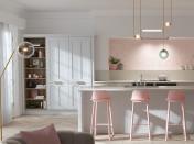 <p>Pink is a deceptively versatile paring in a white kitchen. A soft blush can lend themselves to country styles, peachy pinks can be rustic when mixed with natural materials, whilst this pale bubblegum pink instantly modernises. Use your pinks in unexpected places, like these pink statement bar stools and wall tiles.<br></p><p>Pictured: <a href="https://www.wrenkitchens.com/kitchens/country-ermine-marshmallow-matt/10144" rel="nofollow noopener" target="_blank" data-ylk="slk:Country Ermine Kitchen at Wren;elm:context_link;itc:0;sec:content-canvas" class="link ">Country Ermine Kitchen at Wren</a></p>