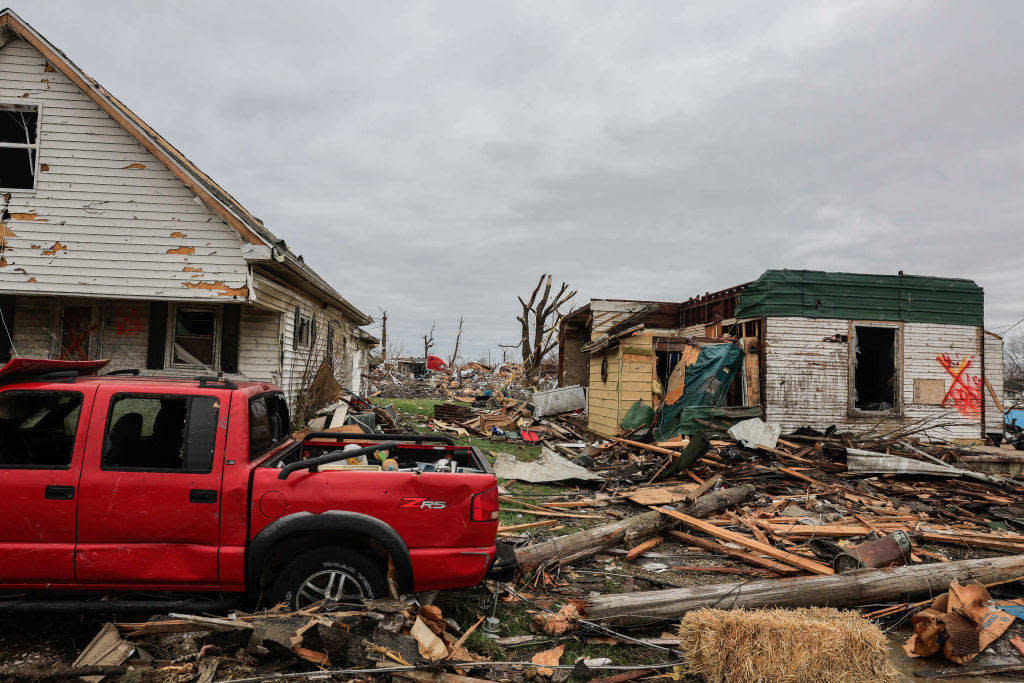 Les dégâts après le passage de la tempête à Sullivan, dans l’Indiana, ici le 1er avril 2023.