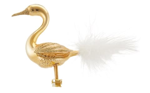 Gold Swan Clip-on Tree Decoration - Credit: John Lewis & Partners