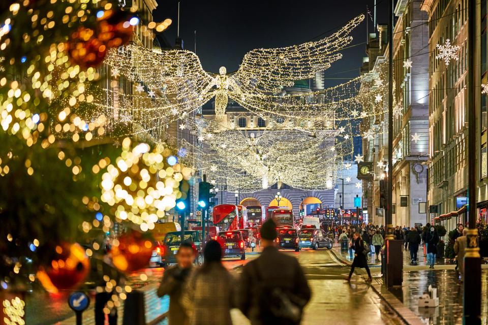 聖誕燈飾2022｜英國倫敦攝政街閃亮天使聖誕燈飾亮燈！牛津街＋卡納比街＋柯芬園＋水晶宮夢幻聖誕世界