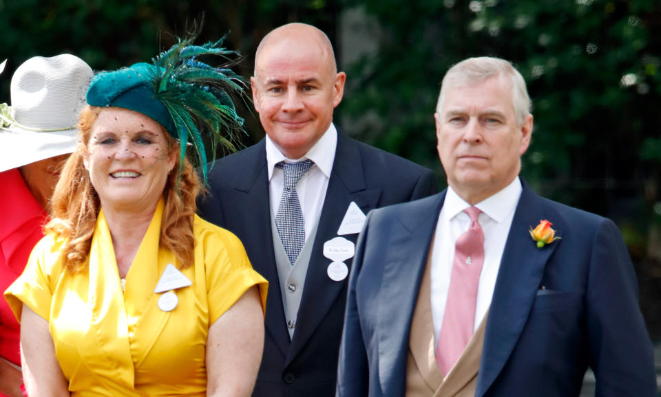 Prince Andrew and ex-wife Sarah Ferguson (pictured at Royal Ascot in 2019) continue to live together at the Royal Lodge in Windsor. (Getty)
