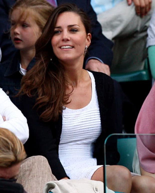 <p>Kate Middleton looked great in tennis white at the Wimbledon Championships in 2008.</p>