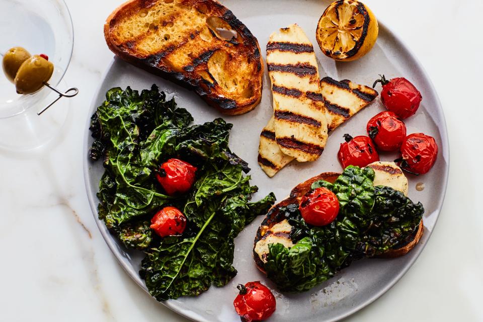 Grilled Greens and Cheese on Toast