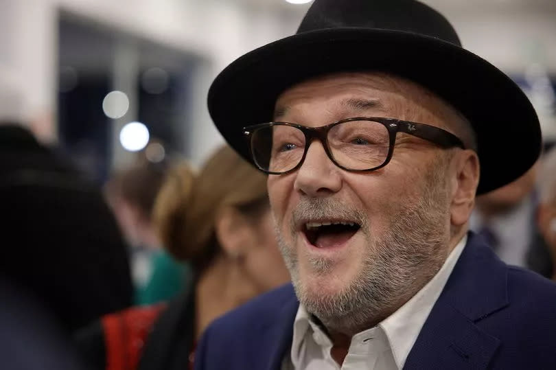 George Galloway hosting a victory party at Rochdale Suzuki Showroom following his Rochdale by-election success . 01 March 2024