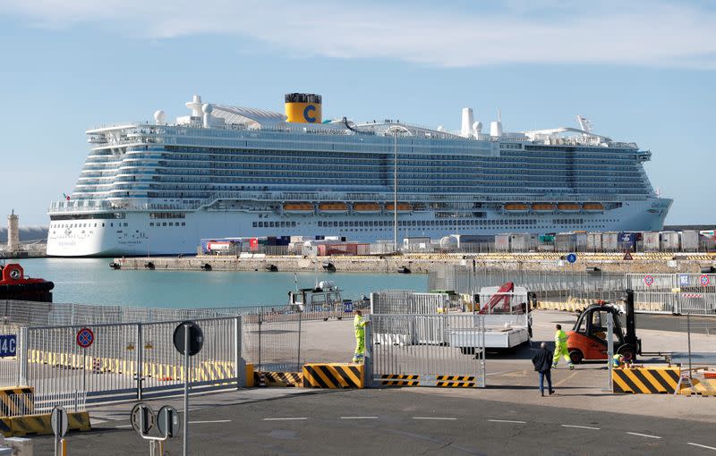 Italian cruise ship Costa Crociere is pictured moored at the Italian port of Civitavecchia