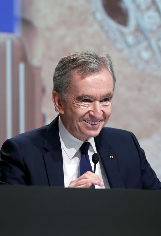 FILE PHOTO: Bernard Arnault, Chief Executive Officer of LVMH Moet Hennessy Louis Vuitton SE, attends the company's shareholders meeting in Paris