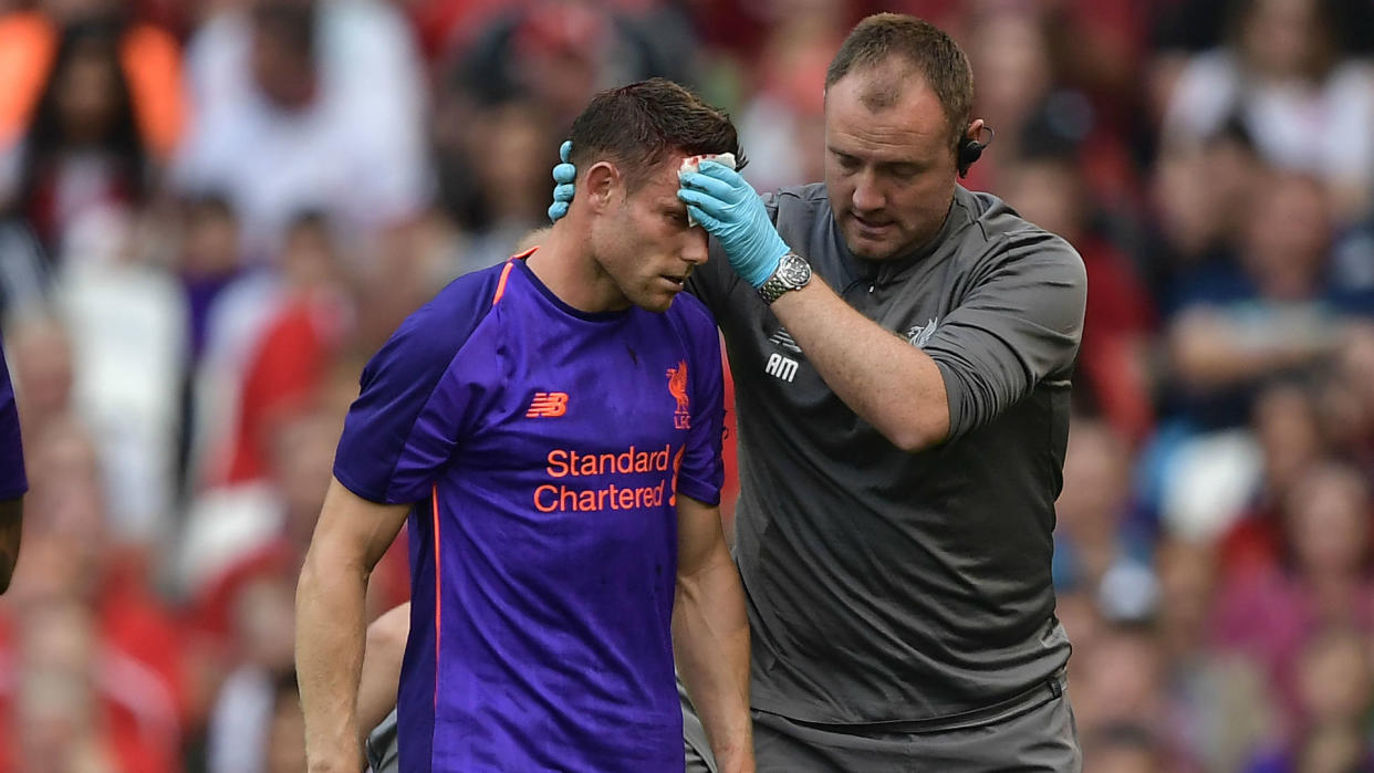 A clash of heads left James Milner needing 15 stitches on Saturday.