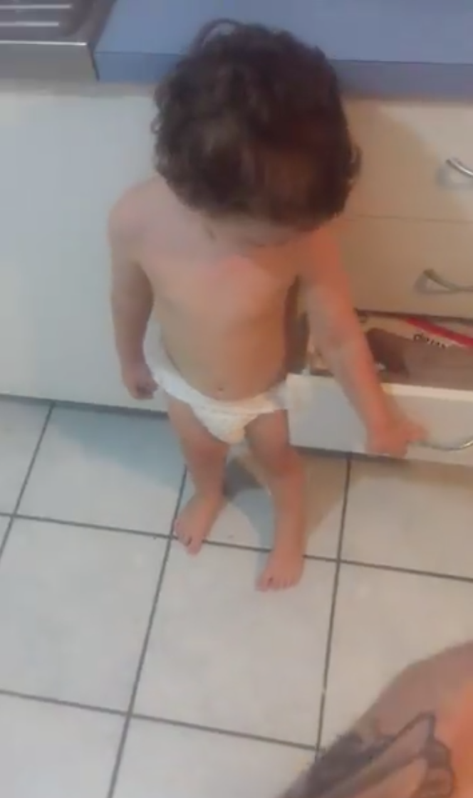 The video shows Ash ordering her son Ben out of the kitchen. Photo: Facebook/Ash Birdy