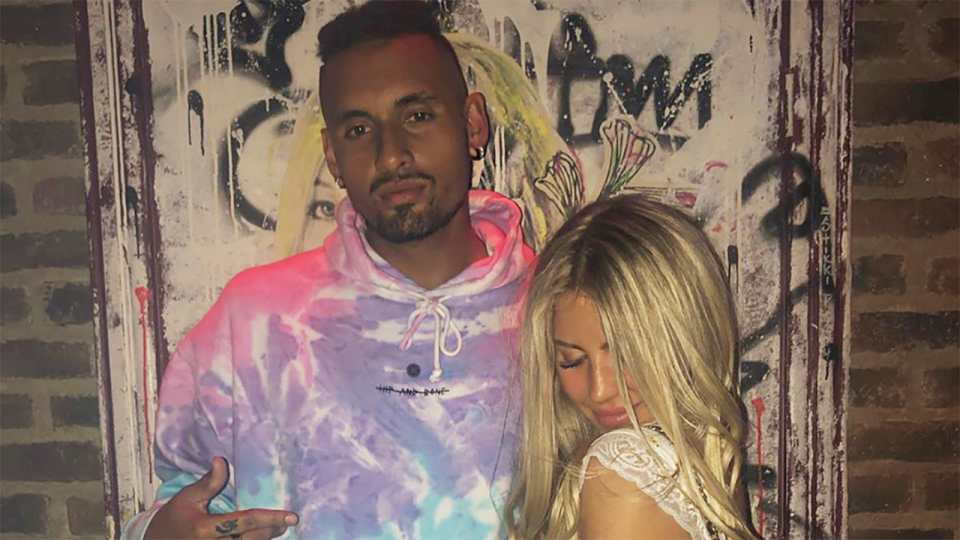 Nick Kyrgios, pictured with Beatrice Bouchard, has a long-running friendship with her and sister Eugenie.