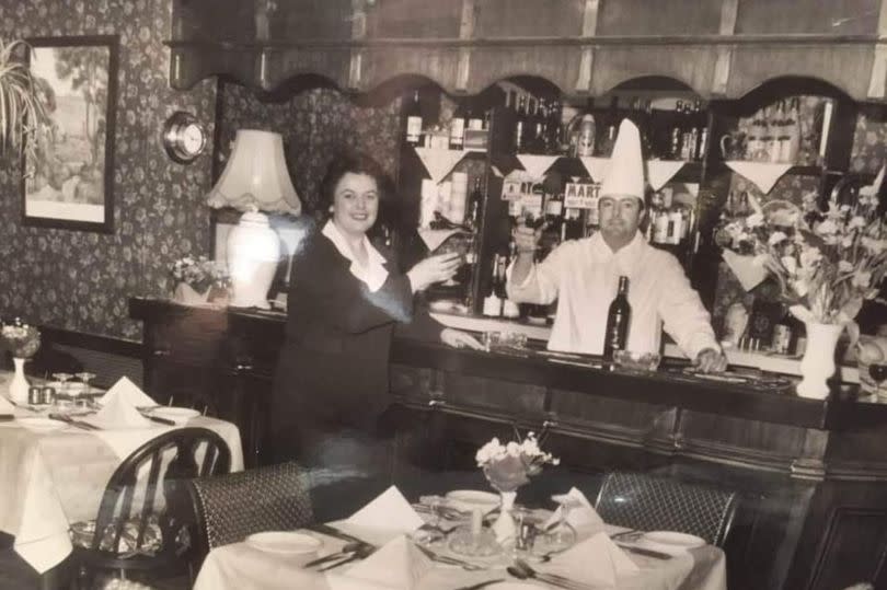 Husband and wife Manolo Estupinan-Quintana and Joan Martin in their restaurant La Casa Vieja in St Helens, taken the first week of opening 27 years ago