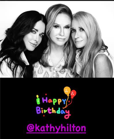 <p>yle Richards/Instagram</p> Kyle Richards, Kathy Hilton and Kim Richards in Kyle's birthday tribute to Kathy