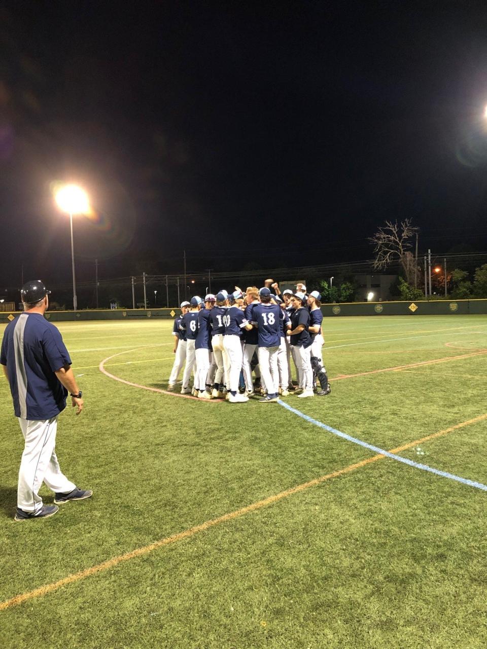 CBA celebrates after it defeated Red Bank Catholic 5-4 Monday night in the Shore Conference Tournament semifinal.