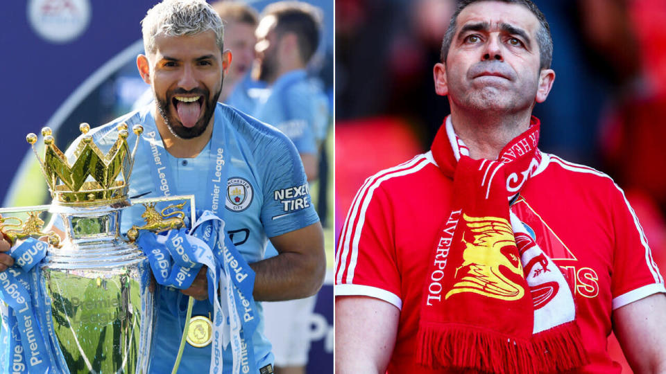 Where there was jubilation for Manchester City, there was only heartbreak for Liverpool, with the Reds falling just short in a historic EPL campaign. Pictures: Getty Images