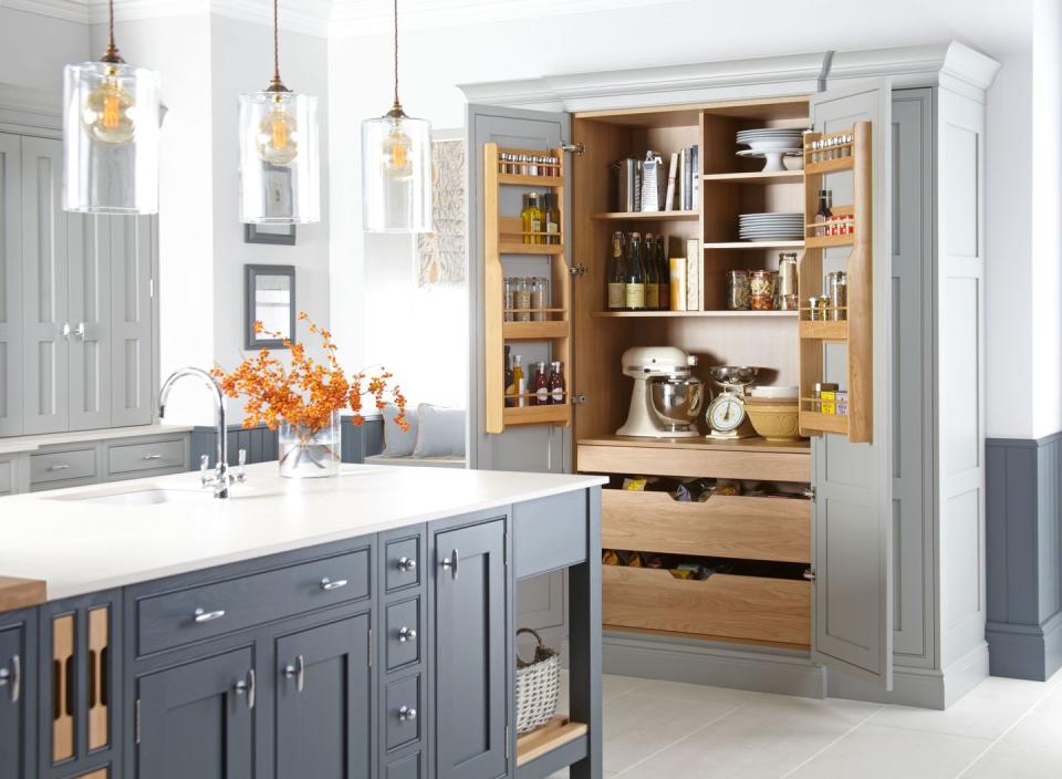 <p>This kitchen larder's full height, shelves, drawers and spice rack allows room for all of your cooking essentials, plus much more. </p><p>• Discover more from <a href="https://www.burbidge.co.uk/" rel="nofollow noopener" target="_blank" data-ylk="slk:Burbidge;elm:context_link;itc:0;sec:content-canvas" class="link ">Burbidge</a> </p>