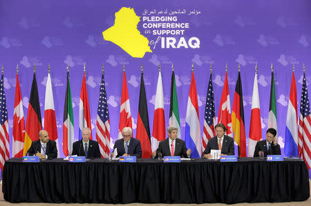 U.S. Secretary of State John Kerry speaks during a Pledging Conference in Support of Iraq, co-hosted by the United States, Canada, Germany, Japan, Kuwait, and The Netherlands at the State Department in Washington, U.S., July 20, 2016. REUTERS/Joshua Roberts