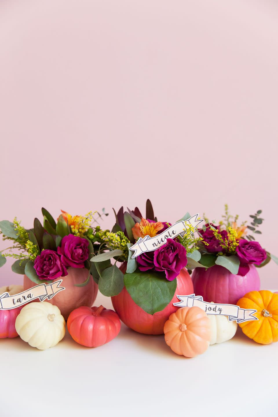 <p>For a Halloween dinner party, get creative with your name cards. These pretty painted pumpkins and pumpkin vases were created by Tell, Love, & Party. See how she made them <a href="https://tellloveandparty.com/2017/10/fall-entertaining-tips-diys.html" rel="nofollow noopener" target="_blank" data-ylk="slk:here;elm:context_link;itc:0;sec:content-canvas" class="link ">here</a>. </p><p><a class="link " href="https://www.amazon.com/Tombow-62038-Fudenosuke-Calligraphy-Drawings/dp/B01M71S9DU/ref=sr_1_3?tag=syn-yahoo-20&ascsubtag=%5Bartid%7C10057.g.2554%5Bsrc%7Cyahoo-us" rel="nofollow noopener" target="_blank" data-ylk="slk:BUY NOW;elm:context_link;itc:0;sec:content-canvas">BUY NOW</a> <strong><em>Brushstroke Pen, $5</em></strong></p>