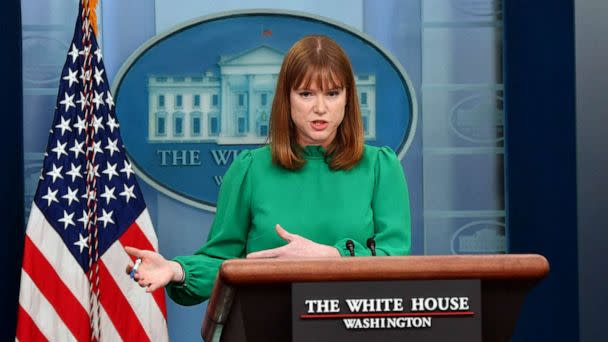 PHOTO: FILE - White House Director of Communications Kate Bedingfield speaks during a briefing in the James S. Brady Press Briefing Room of the White House in Washington, DC, March 30, 2022. (Nicholas Kamm/AFP via Getty Images, FILE)