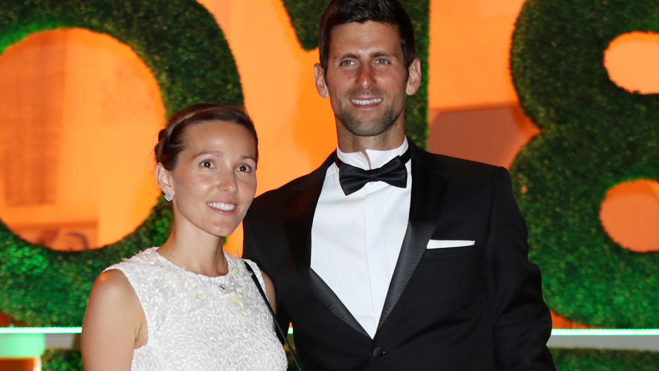 Novak Djokovic and wife Jelena arrive at the Champions’ Dinner at the Guildhall in The City of London. (Photo by Yui Mok/PA Images via Getty Images)