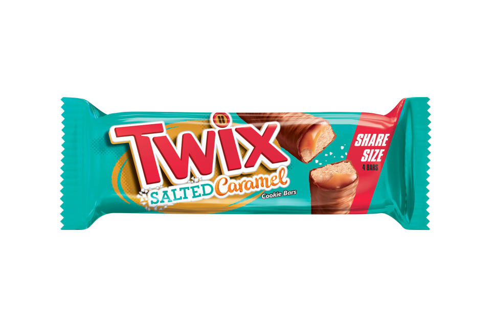 <p>Paired with milk chocolate and shortbread cookie, the gooey salted caramel elevates the candy into something extra special. <i>$1.50, <a href="https://www.walmart.com/ip/Twix-Salted-Caramel-Chocolate-Cookie-Bars-2-8-oz/322781615" rel="nofollow noopener" target="_blank" data-ylk="slk:walmart.com;elm:context_link;itc:0;sec:content-canvas" class="link ">walmart.com</a></i></p>