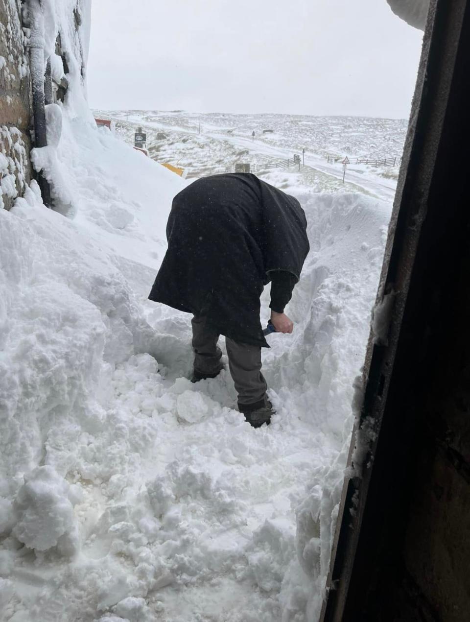 The snow drifted as high as the bedroom windows at the pub (Nicola Townsend/The Tan Hill Inn/PA)