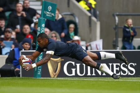 Britain Rugby Union - England v Fiji - 2016 Old Mutual Wealth Series - Twickenham Stadium, London, England - 19/11/16 England's Semesa Rokoduguni scores a try Reuters / Andrew Winning Livepic