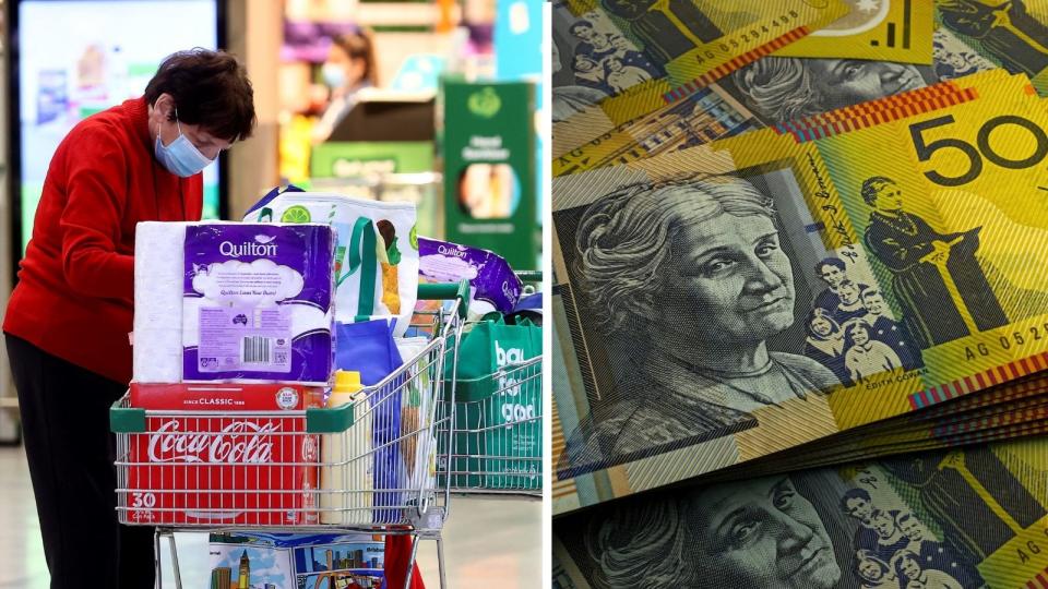 woman with her shopping and cash