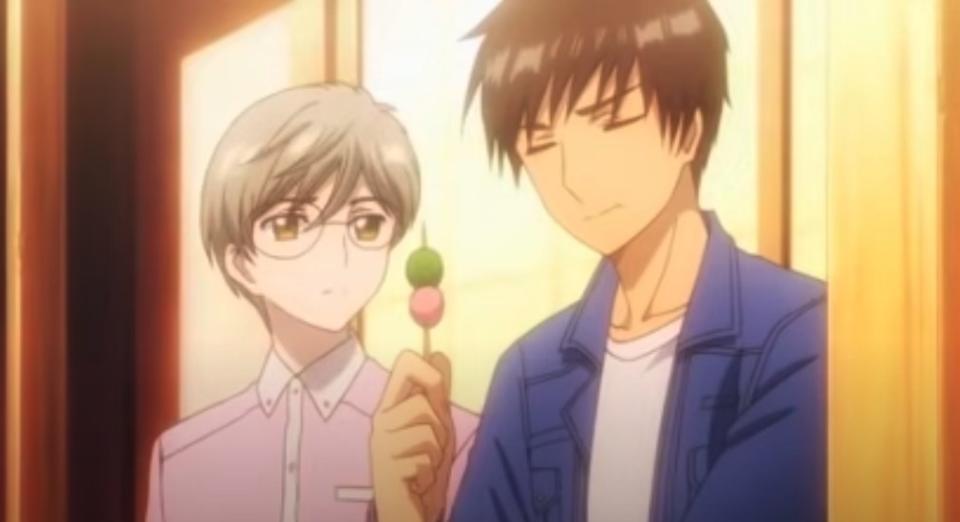 Yukito passionately stares at Toya holding a dessert treat