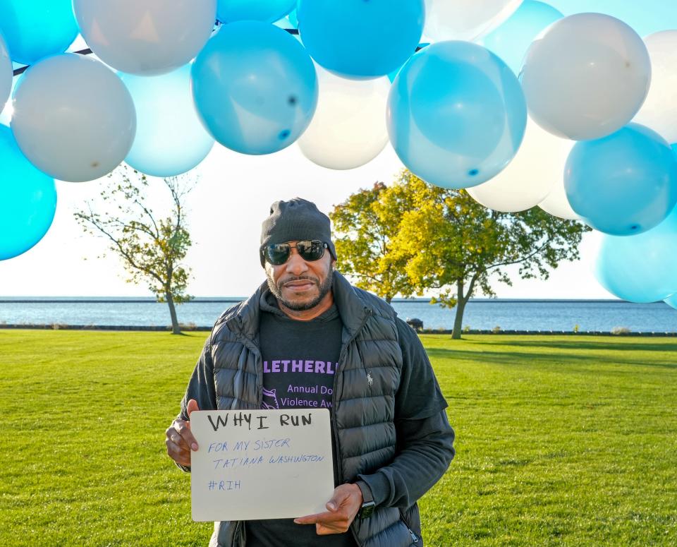 Michael Washington at the Let Them Live annual domestic violence awareness 5K walk-run in Milwaukee on Oct. 7.