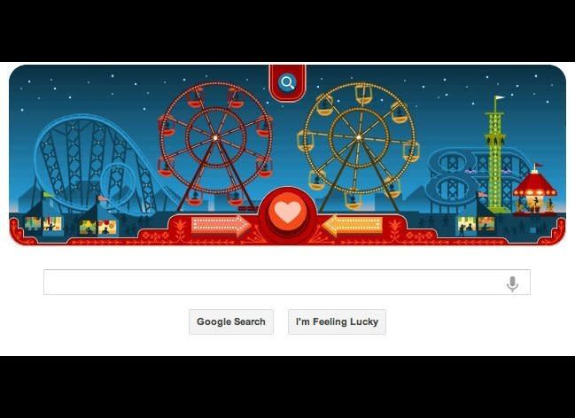 On February 14th, 2013, Google celebrated both <a href="http://www.huffingtonpost.com/2013/02/14/george-ferris_n_2685966.html" target="_hplink">Valentine's Day and George Ferris's 154th birthday</a> with this interactive doodle. 