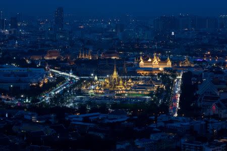 An aerial view shows the Royal Crematorium site for the late King Bhumibol Adulyadej in Bangkok, Thailand, October 2, 2017. REUTERS/Athit Perawongmetha