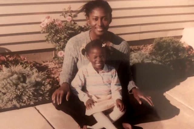 <p>Melissa Chataigne</p> Young Melissa Chataigne with her mother