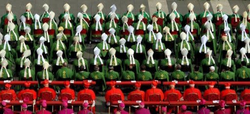 Bishops and cardinals attend a mass on St Peter's Square in the Vatican. Six non-European prelates are set to join the Catholic Church's College of Cardinals on Saturday, a move welcomed by critics concerned that the body which will elect the future pope is too Eurocentric