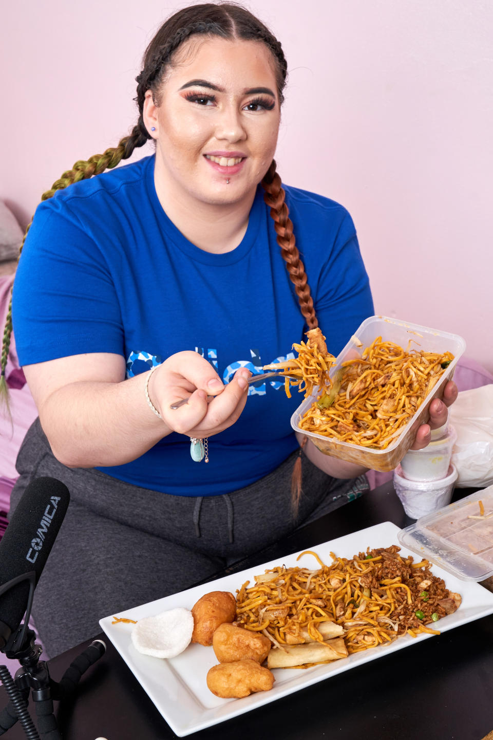 Rowley has gone part-time at her day job in order to pursue her mukbang ambition. [Photo: Caters]