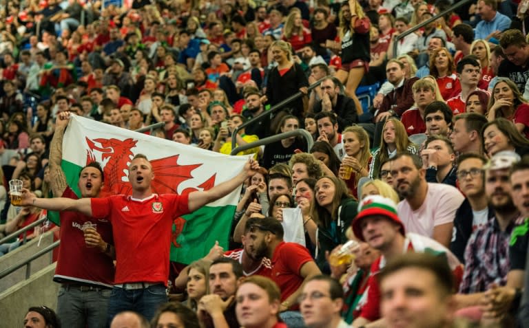 From inside the Millennium Stadium in Cardiff, Wales fans watch a live broadcast of their team playing against Portugal in their Euro 2016 semi-final match in Lyon, on July 6