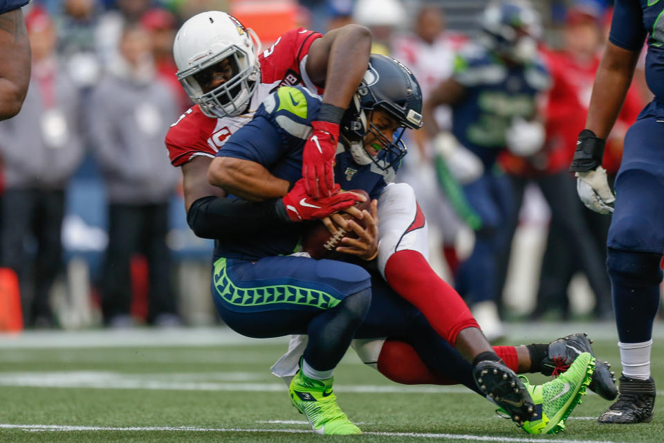 Chandler Jones is so confident about 2020 that he thinks breaking Michael Strahan's single-season sack record will be no problem at all. (Photo by Otto Greule Jr/Getty Images)