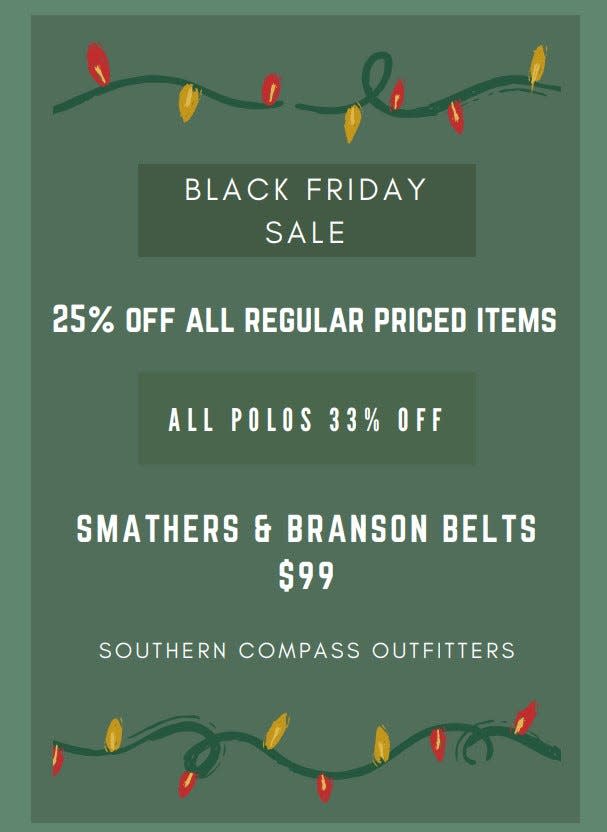 Southern Compass Outfitters Black Friday and Shop Local Saturday deals.