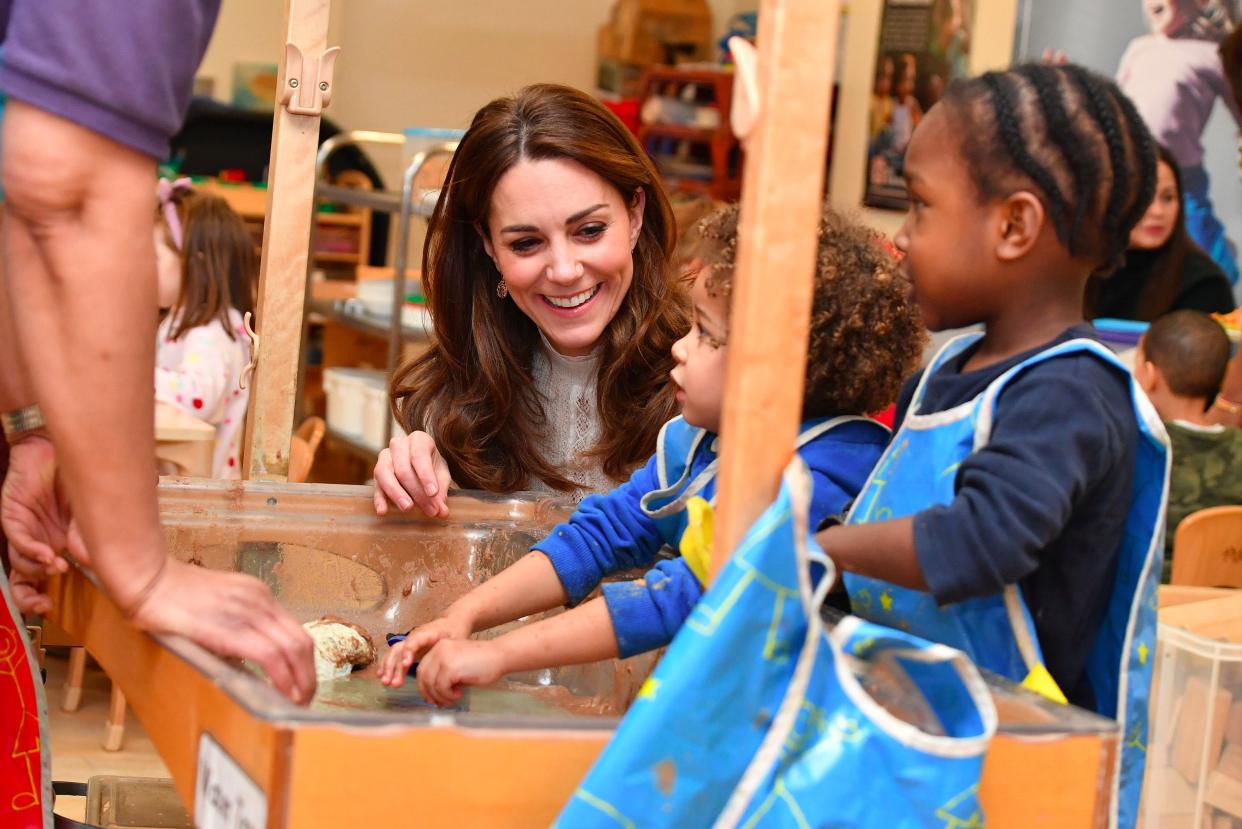 Duchess of Cambridge during a visit to London Early Years Foundation Stockwell Gardens Nursery (PA)