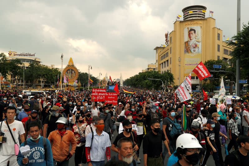 Thai anti-government mass protest, on the 47th anniversary of the 1973 student uprising, in Bangkok