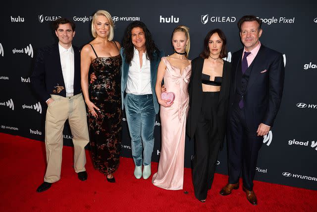 <p>Joe Scarnici/Getty</p> 'Ted Lasso' cast, GLAAD Awards, March 2024