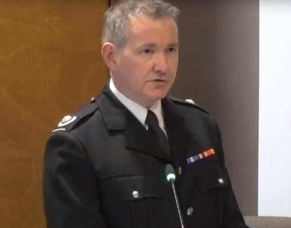 Incident commander Andrew O'Loughlin gave evidence at the Grenfell Tower Inquiry. (GTI/YouTube)
