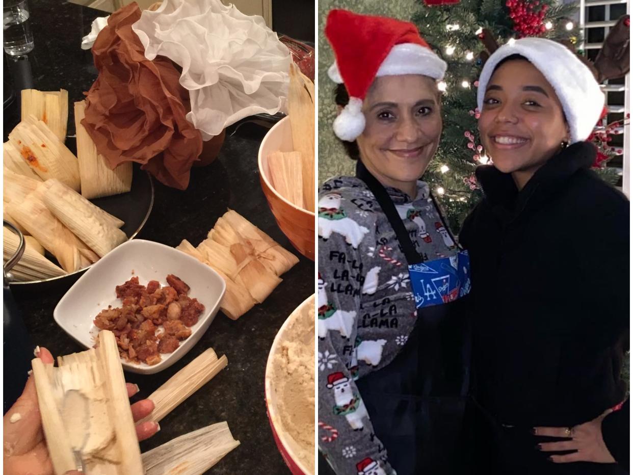 making tamales with Mexican American family during the holidays