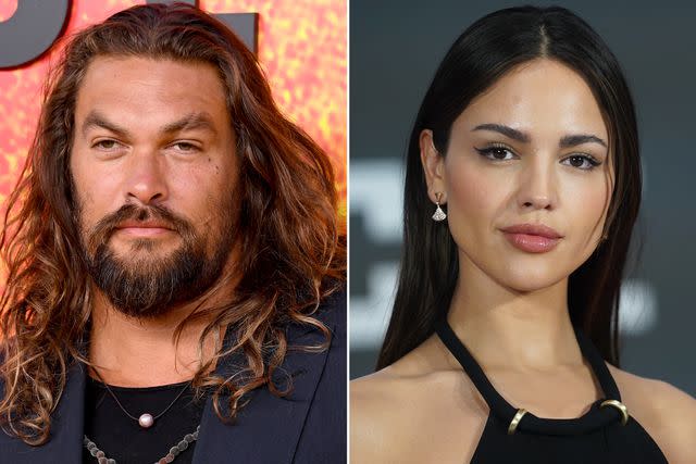<p>Jon Kopaloff/Getty ; Jorg Carstensen/picture alliance/Getty</p> Left: Jason Momoa attends the Apple TV+ Original Series "See" season 3 premiere on August 23, 2022 in Los Angeles, California. Right: Eiza Gonalez at a press event for the feature film "Ambulance".