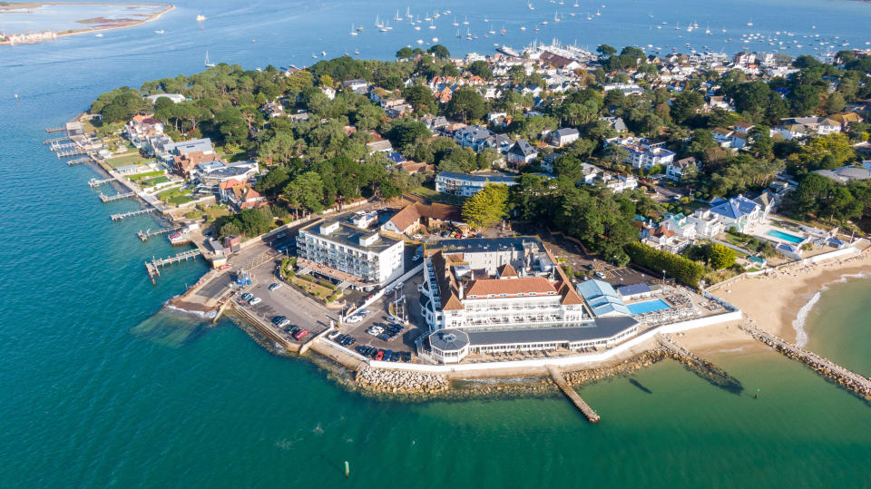 property POOLE, ENGLAND - OCTOBER 01: General views of Sandbanks peninsular on October 01, 2020 in Poole, England. Sandbanks in Poole, Dorset is a small peninsular. It is known for its high land value and property prices. (Photo by Finnbarr Webster/Getty Images)