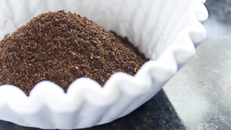 Coffee grounds in coffee filters