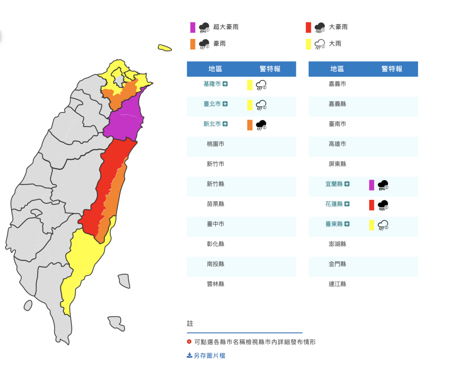 6縣市豪大雨特報（氣象局）