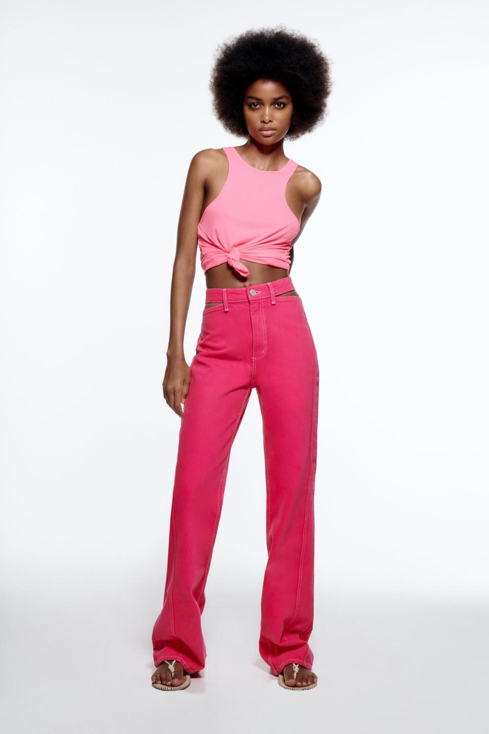 <p>Colored denim is a summertime staple, and these <span>Zara Cutout Jeans</span> ($50) are incredibly cool. Make sure to check out the cutout in the back as well.</p>
