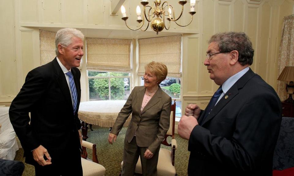 Bill Clinton greets John Hume and his wife, Pat, in Derry in 2010