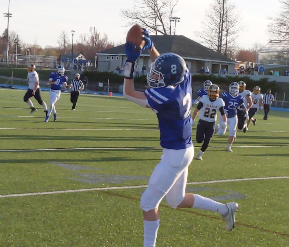 Lunenburg wide receiver Jaden Jenkins and the Blue Knights notched an eye-opening win over previously undefeated West Boylston on Friday.